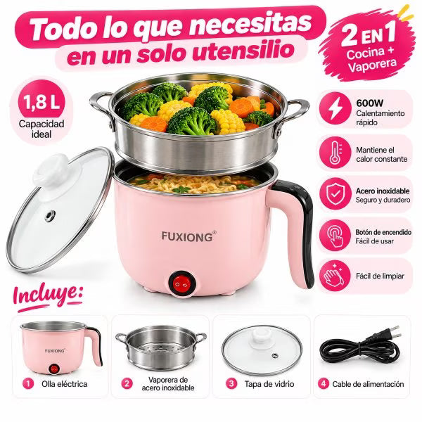Olla Eléctrica Multifuncional + Vaporera 2 en 1