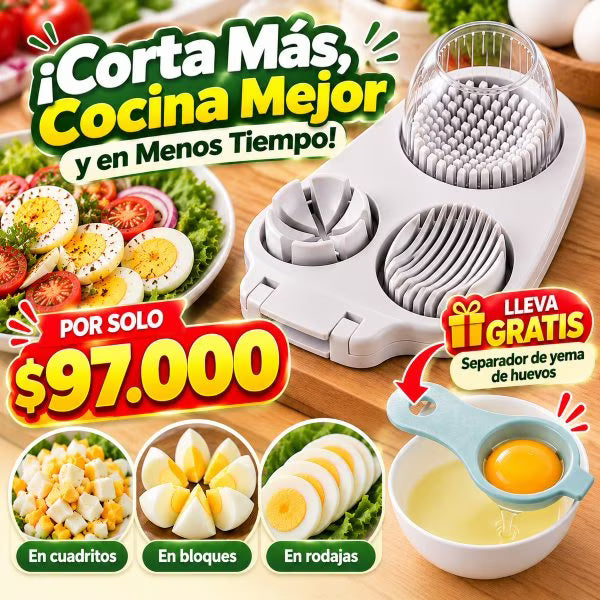 Cortador de Huevos Multifuncional 3 en 1 – Cortes Perfectos en Segundos