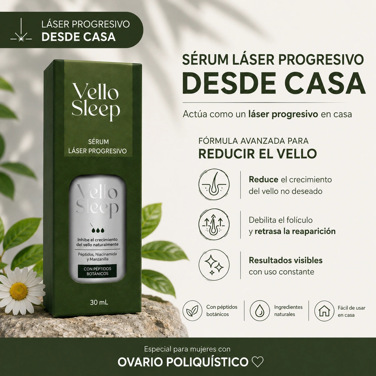 Vello seleep Serum inhibidor de vellos-formula avanzada con peptidos