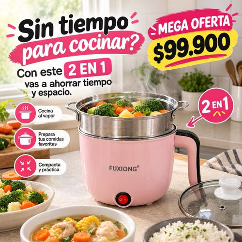 Olla Eléctrica Multifuncional + Vaporera 2 en 1