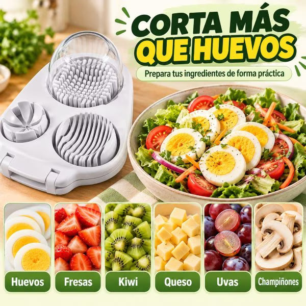 Cortador de Huevos Multifuncional 3 en 1 – Cortes Perfectos en Segundos