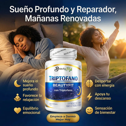 Triptófano BeautyFit | 100  Masticables Sabor Coco|Descanso, Relajación y Bienestar