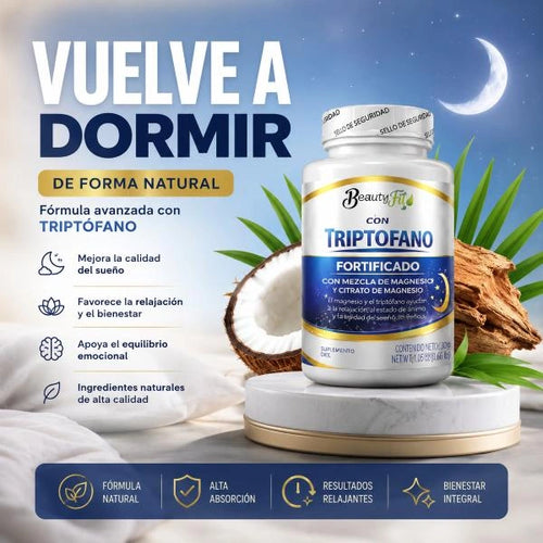Triptófano BeautyFit | 100  Masticables Sabor Coco|Descanso, Relajación y Bienestar