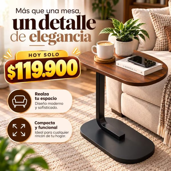 Mesa Auxiliar Moderna para Sofá y Habitación – Diseño Elegante