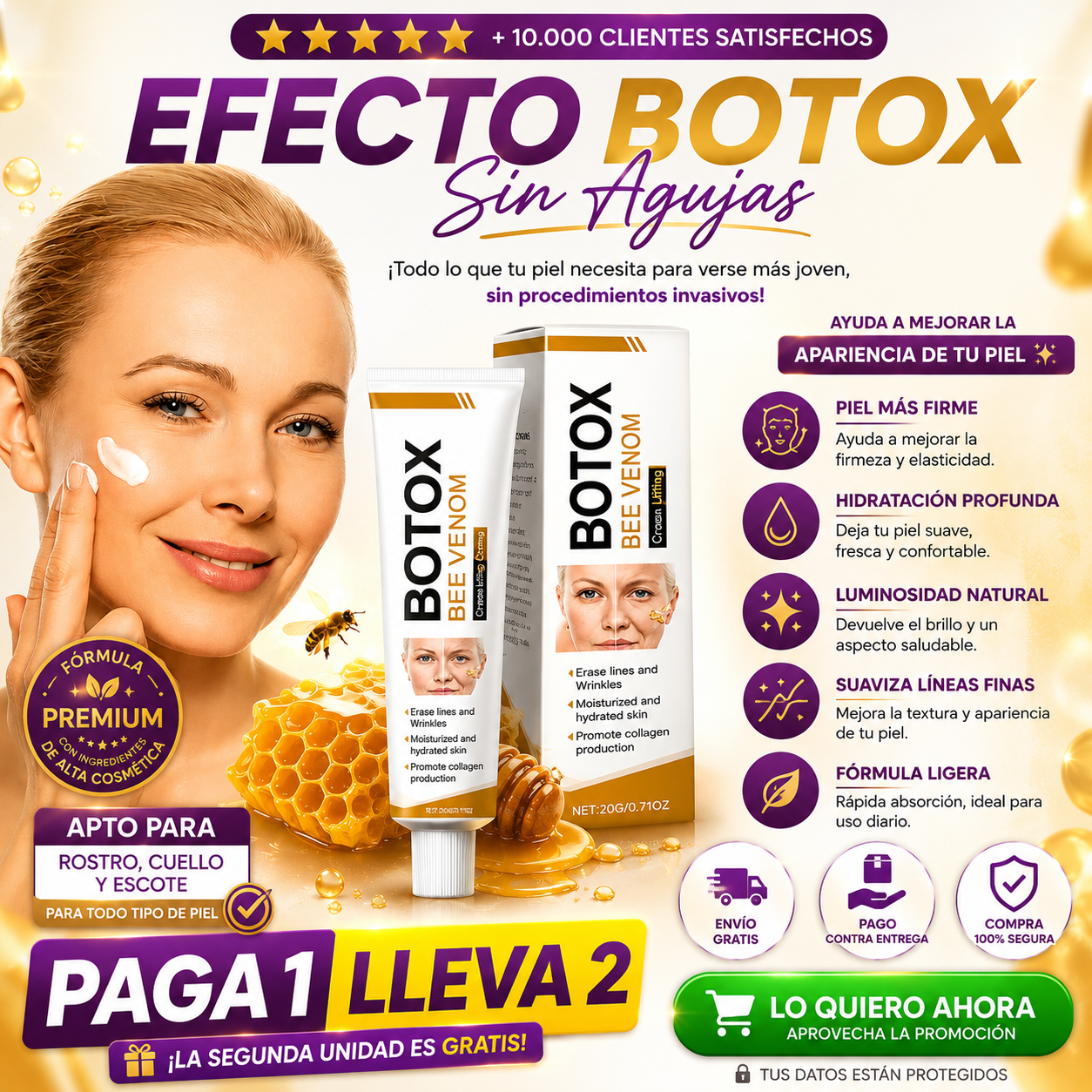 CREMA LIFTING DE VENENO DE ABEJA - PAGA 1 LLEVA 2!