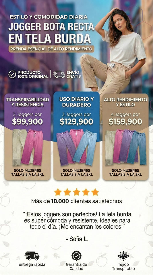 Jogger bota recta tela burda